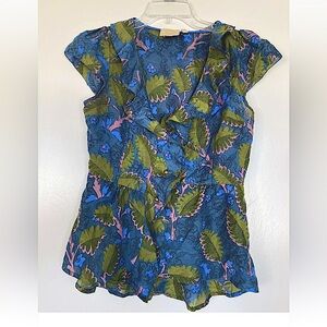 VanessaVirginia Anthropologie Brand Silk Blend Ruffle Shirt. Woman’s Size 4